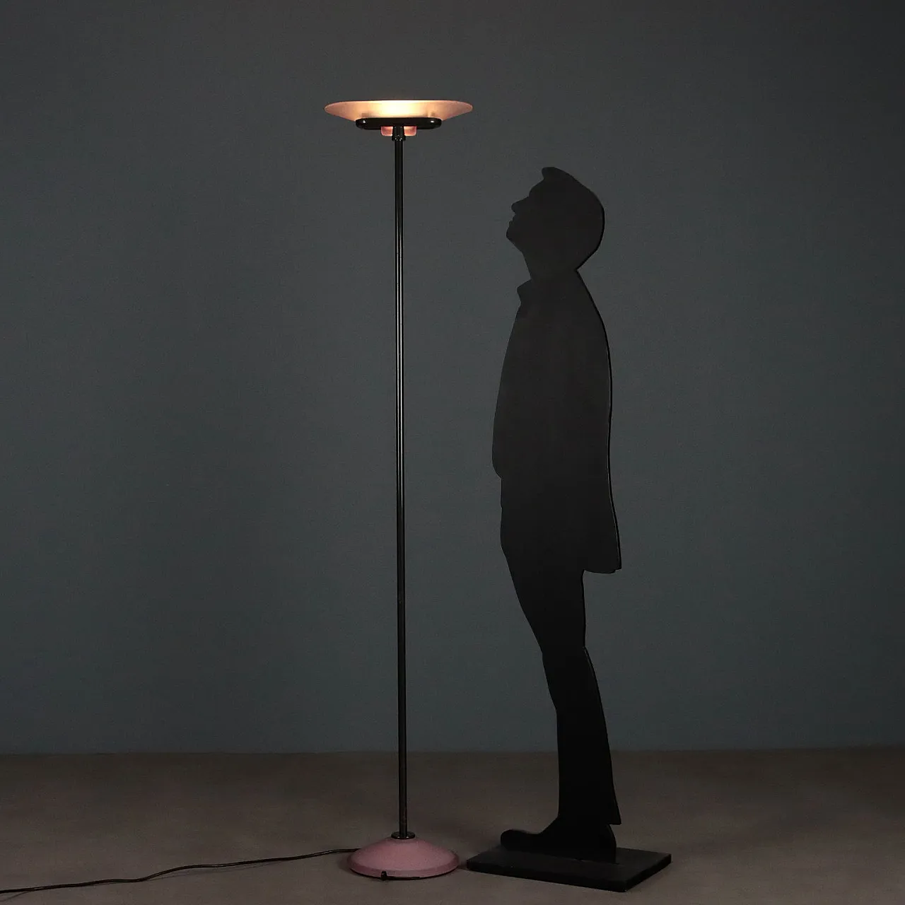 Floor lamp in metal and satin-finish glass, 20th century 2