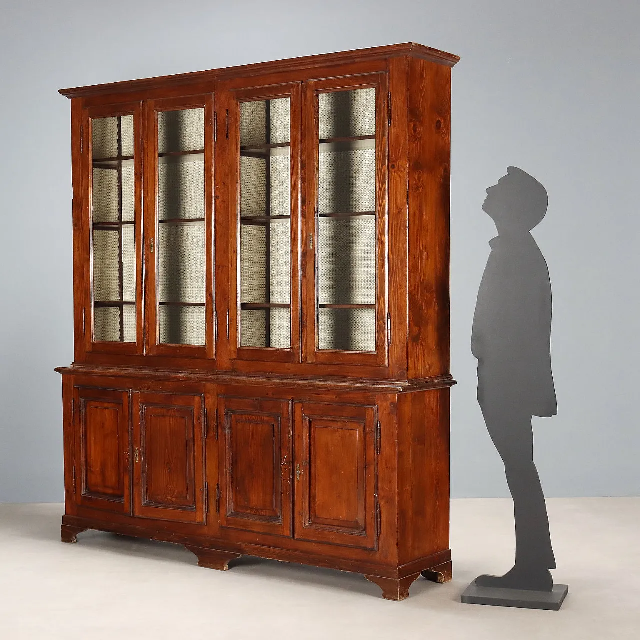 Bookcase in walnut-stained fir and glass, late 19th century 3