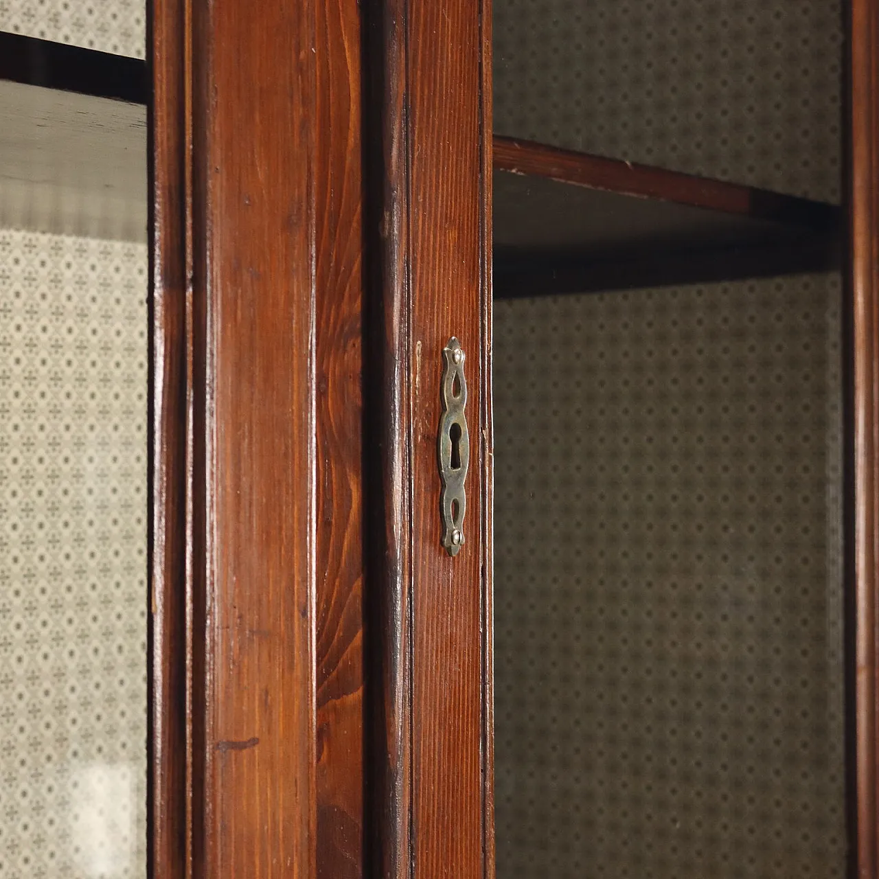Bookcase in walnut-stained fir and glass, late 19th century 6