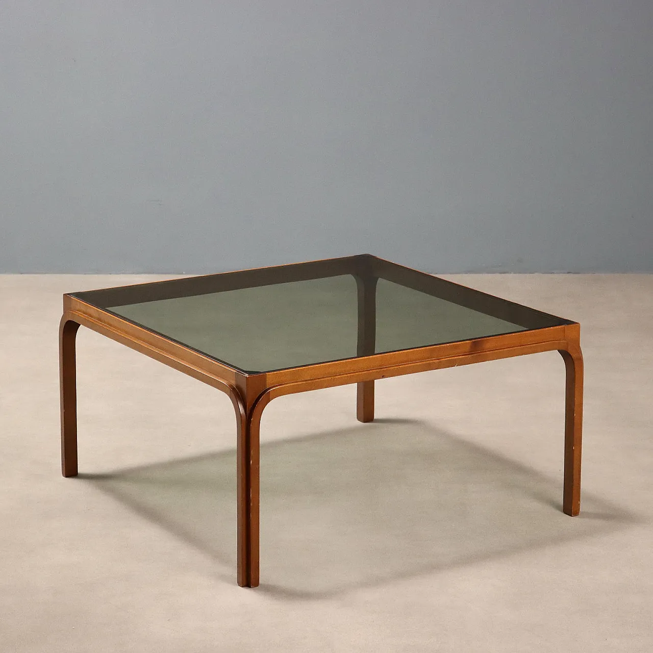 Structure in stained beech wood and smoked glass top, 20th century 1