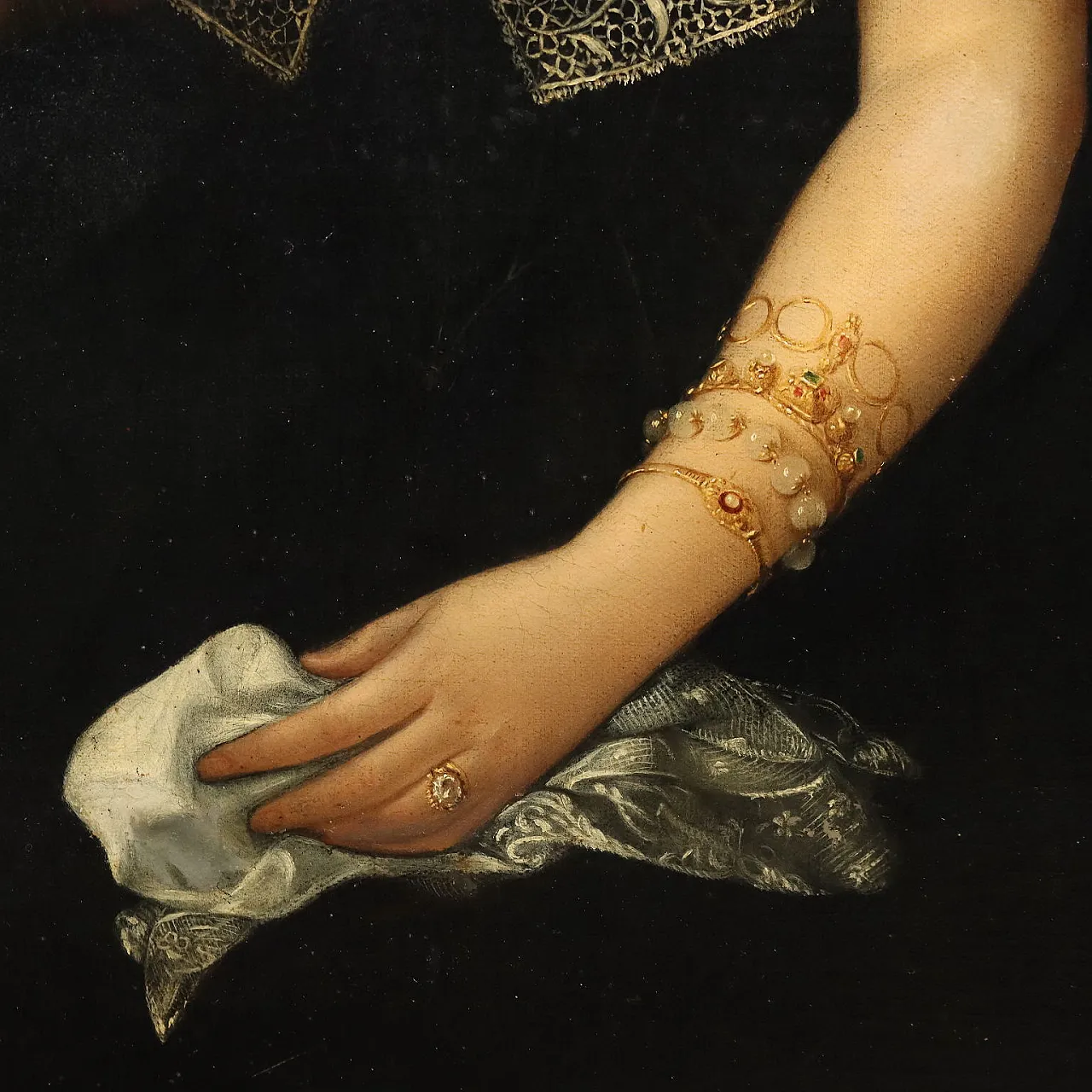 Lady seated in an armchair, oil on canvas, Italian school,19th century 7