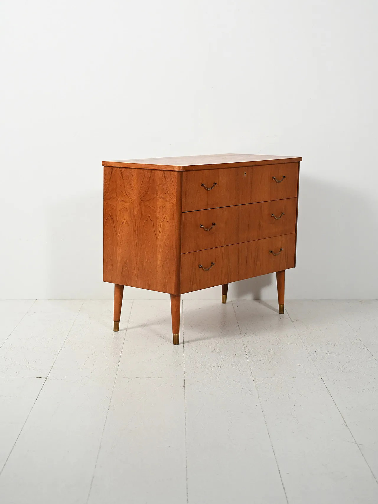 Scandinavian chest of drawers in teak with brass inserts, 1950s 3