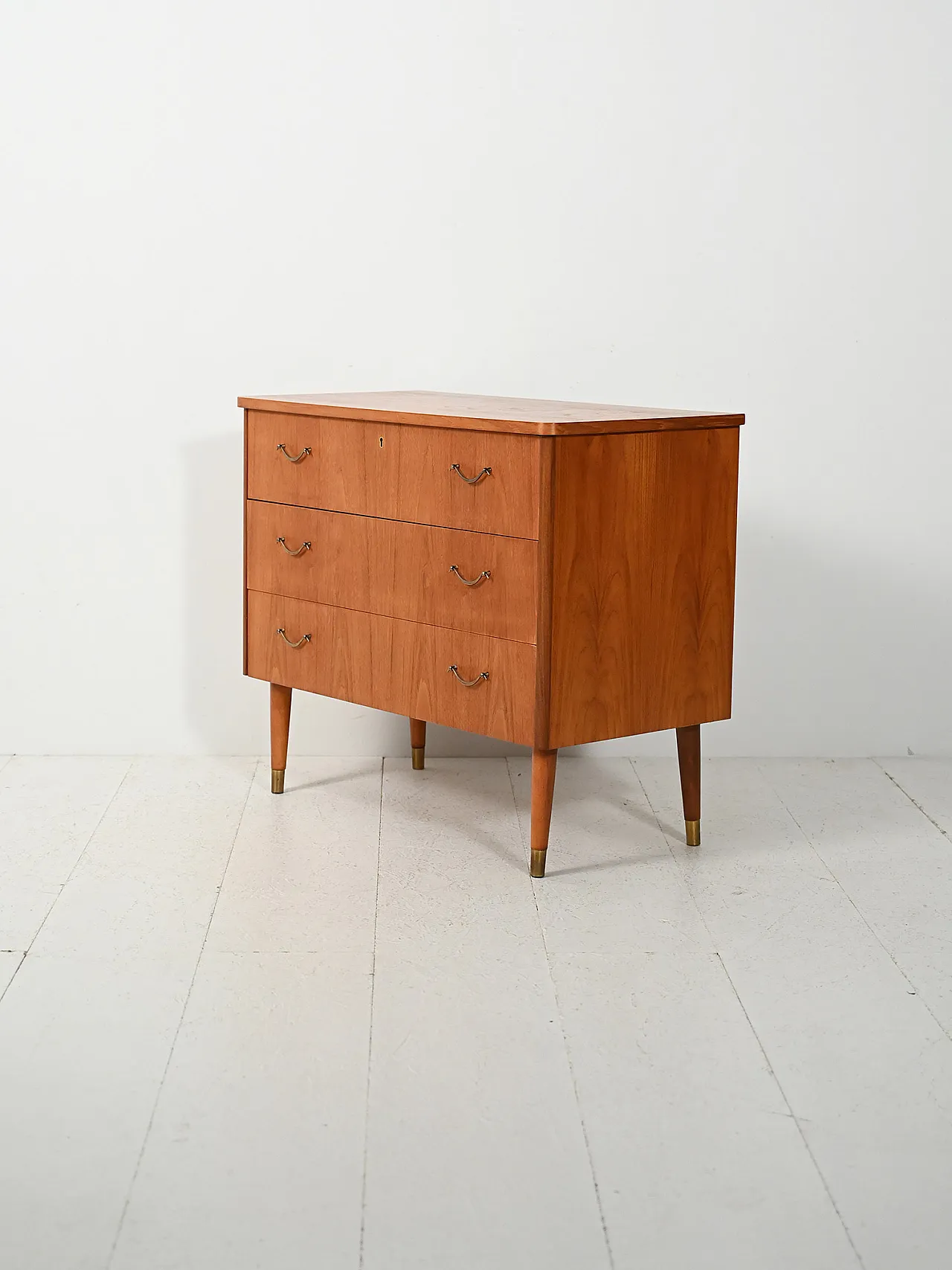 Scandinavian chest of drawers in teak with brass inserts, 1950s 4