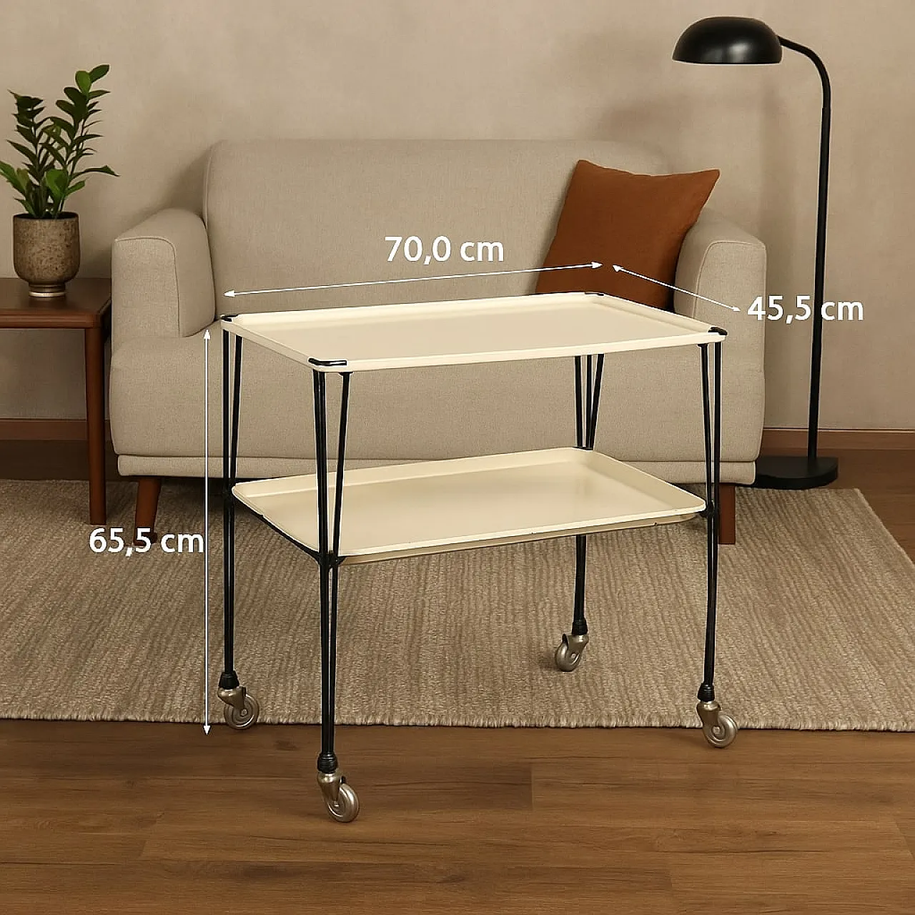 Serving trolley in metal, 1960s 2