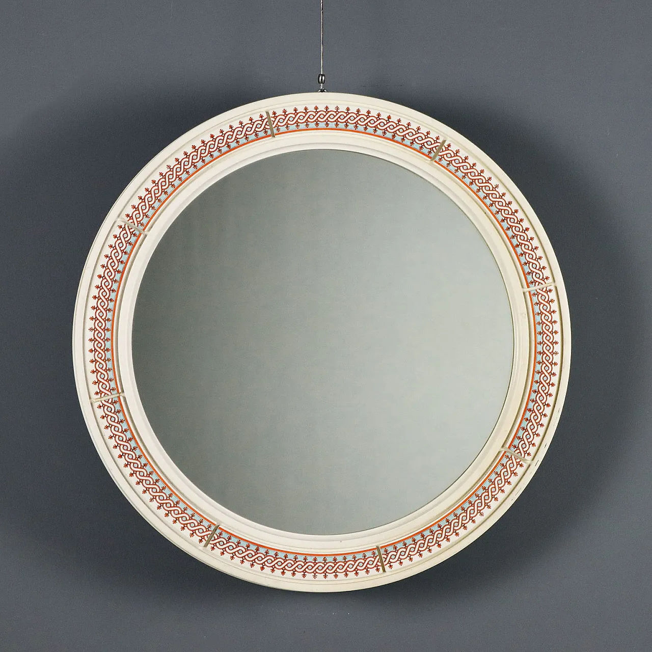 Specchio da parete rotondo con cornice in plastica, '900 1