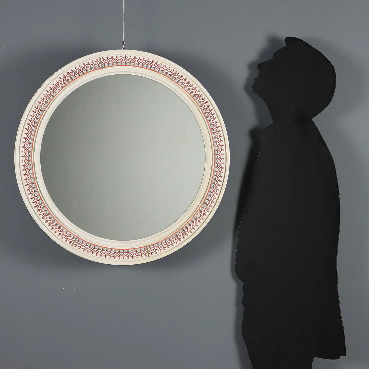 Specchio da parete rotondo con cornice in plastica, '900 2