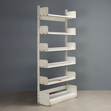 Bookcase with adjustable shelves in enameled metal, 20th century