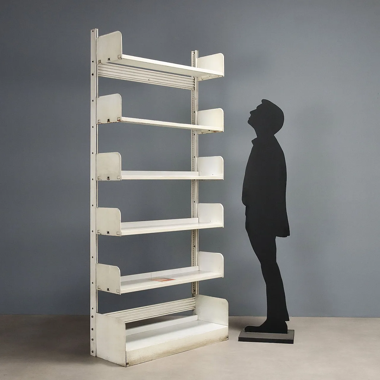 Bookcase with adjustable shelves in enameled metal, 20th century 2