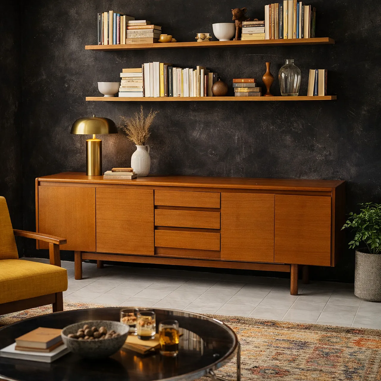 Mahogany veneered sideboard with drawers, late 20th century 2