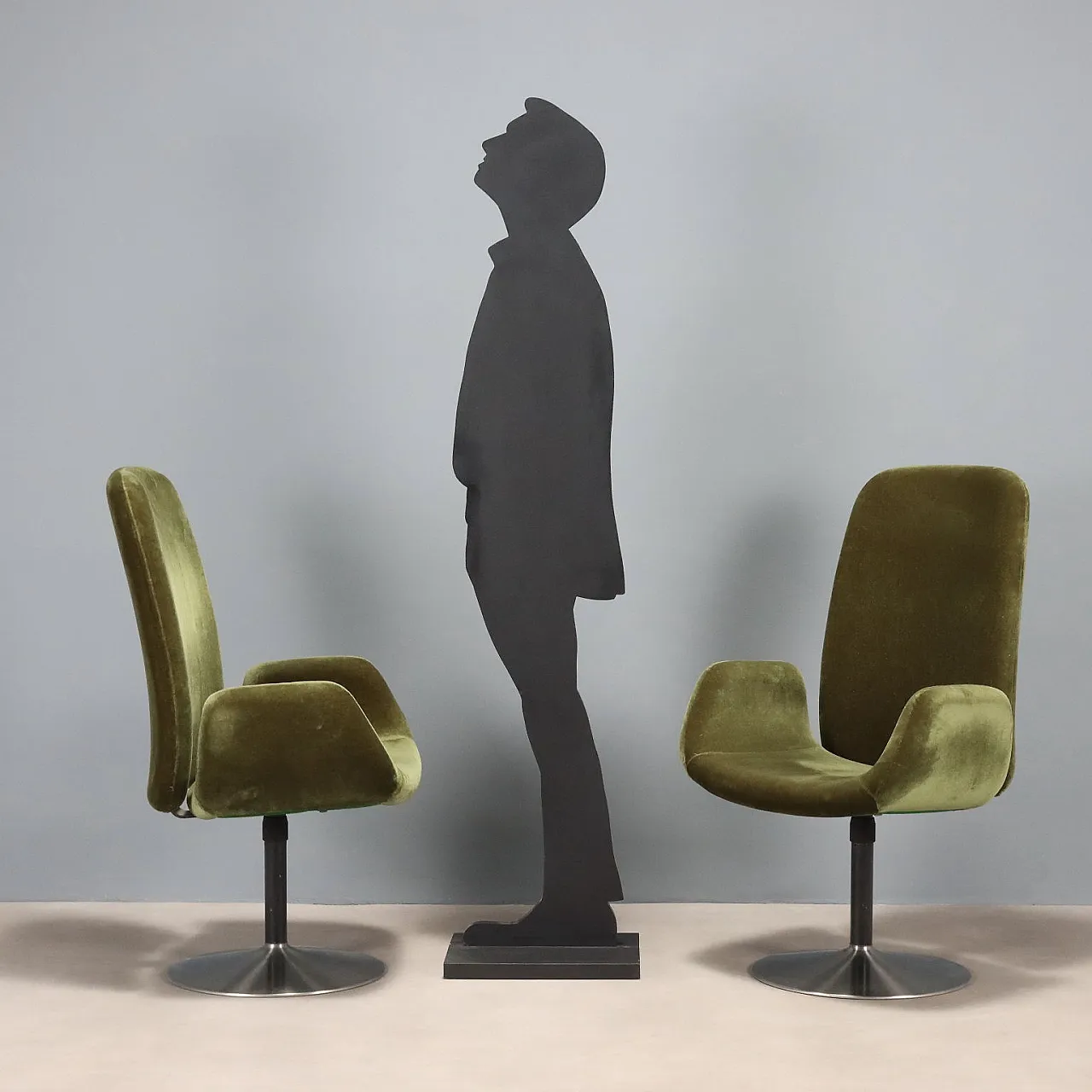 Pair of armchairs in foam, fabric and metal, 20th century 2