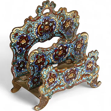 Bronze letter holder decorated with cloisonné enamels, 20th century