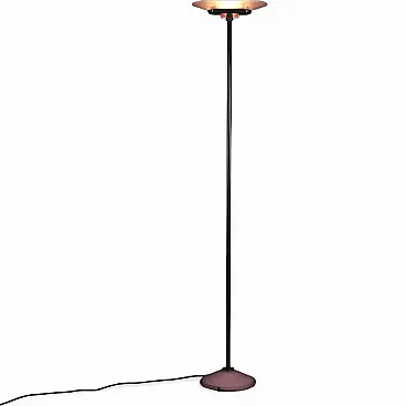 Floor lamp in metal and satin-finish glass, 20th century