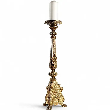 Gilded and chiseled bronze torch holder, 19th century