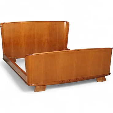 Letto matrimoniale in legno impiallacciato mogano, '900