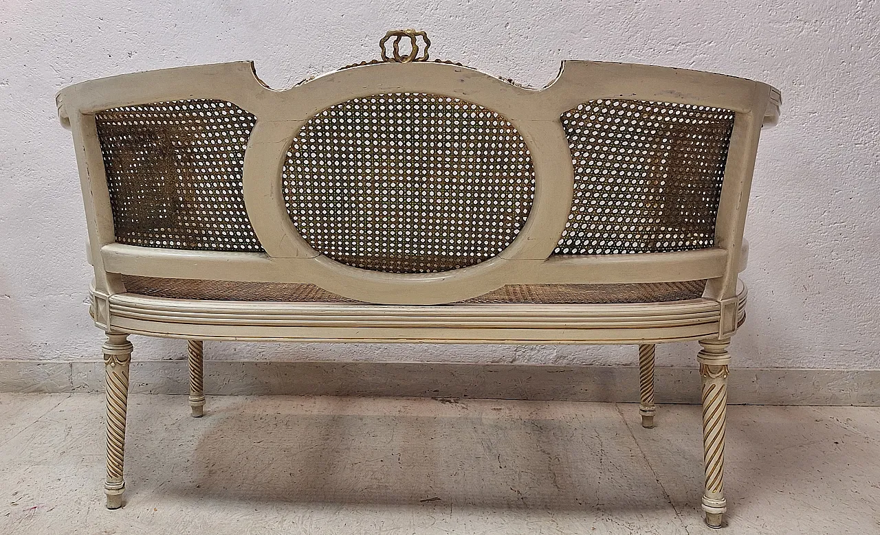 Vienna straw Louis XVI style curved bench, 19th century 8