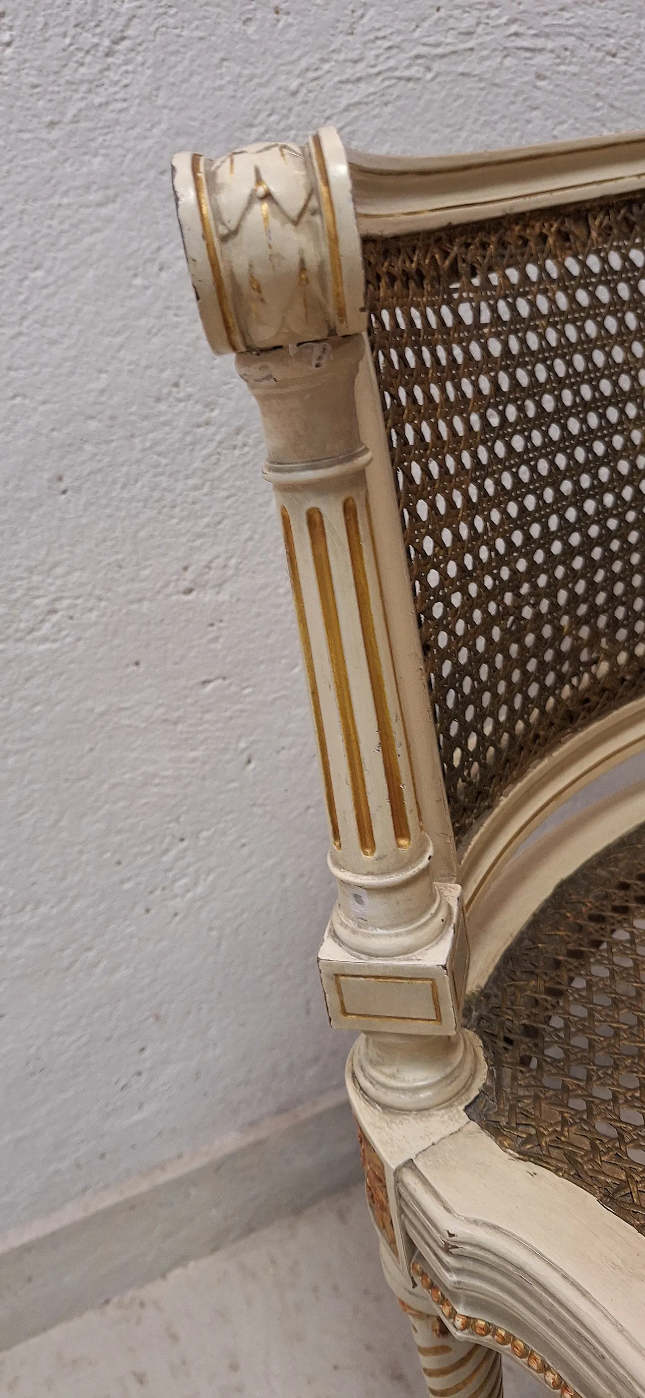 Vienna straw Louis XVI style curved bench, 19th century 15