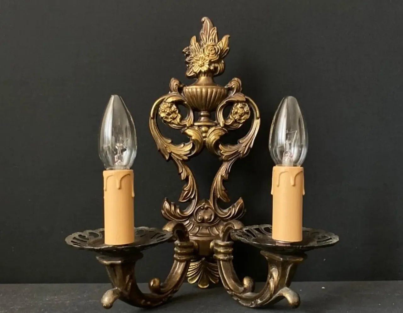 Pair of brass and bronze sconces, 1960s 8