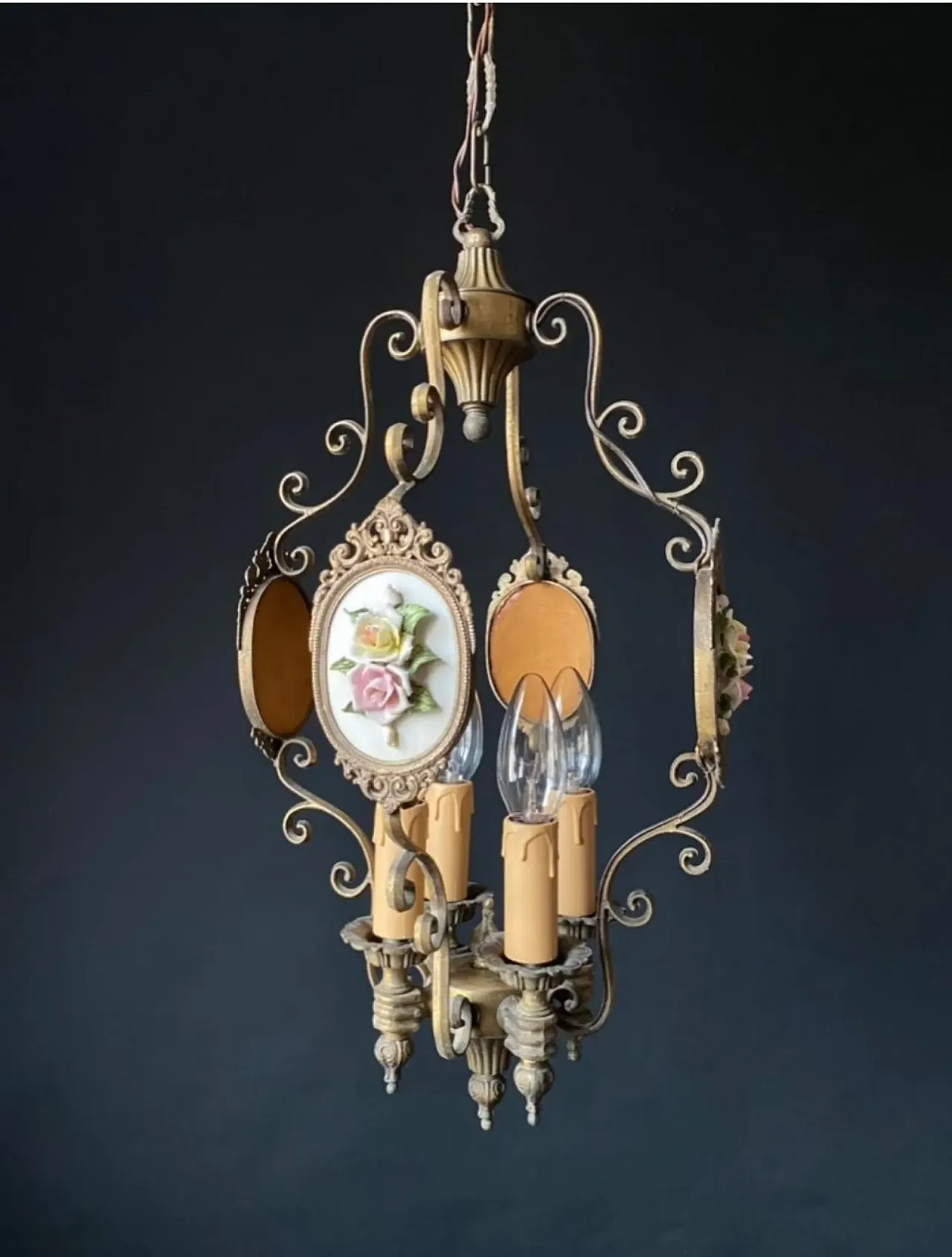 Chandelier in brass and bronze, early 20th century 1