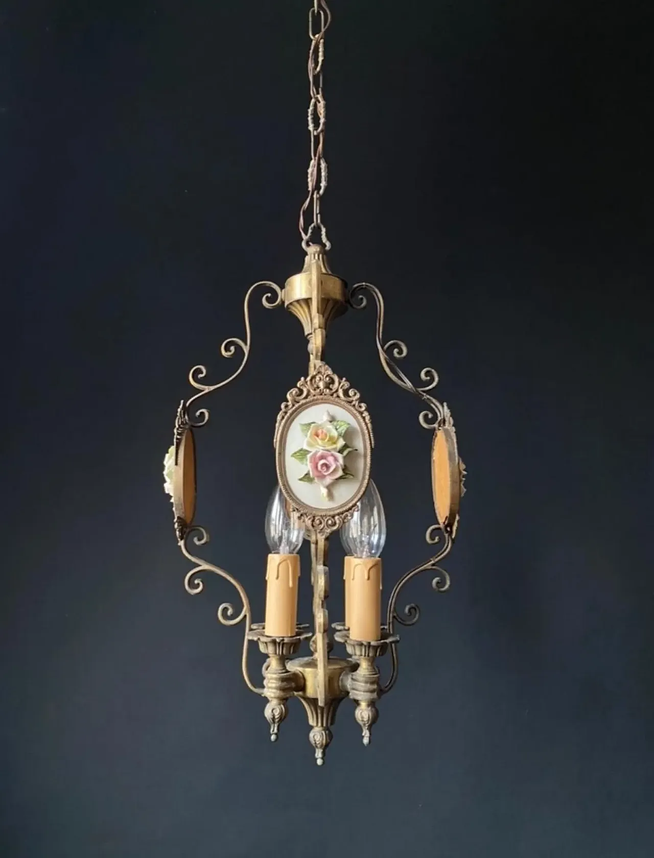 Chandelier in brass and bronze, early 20th century 3