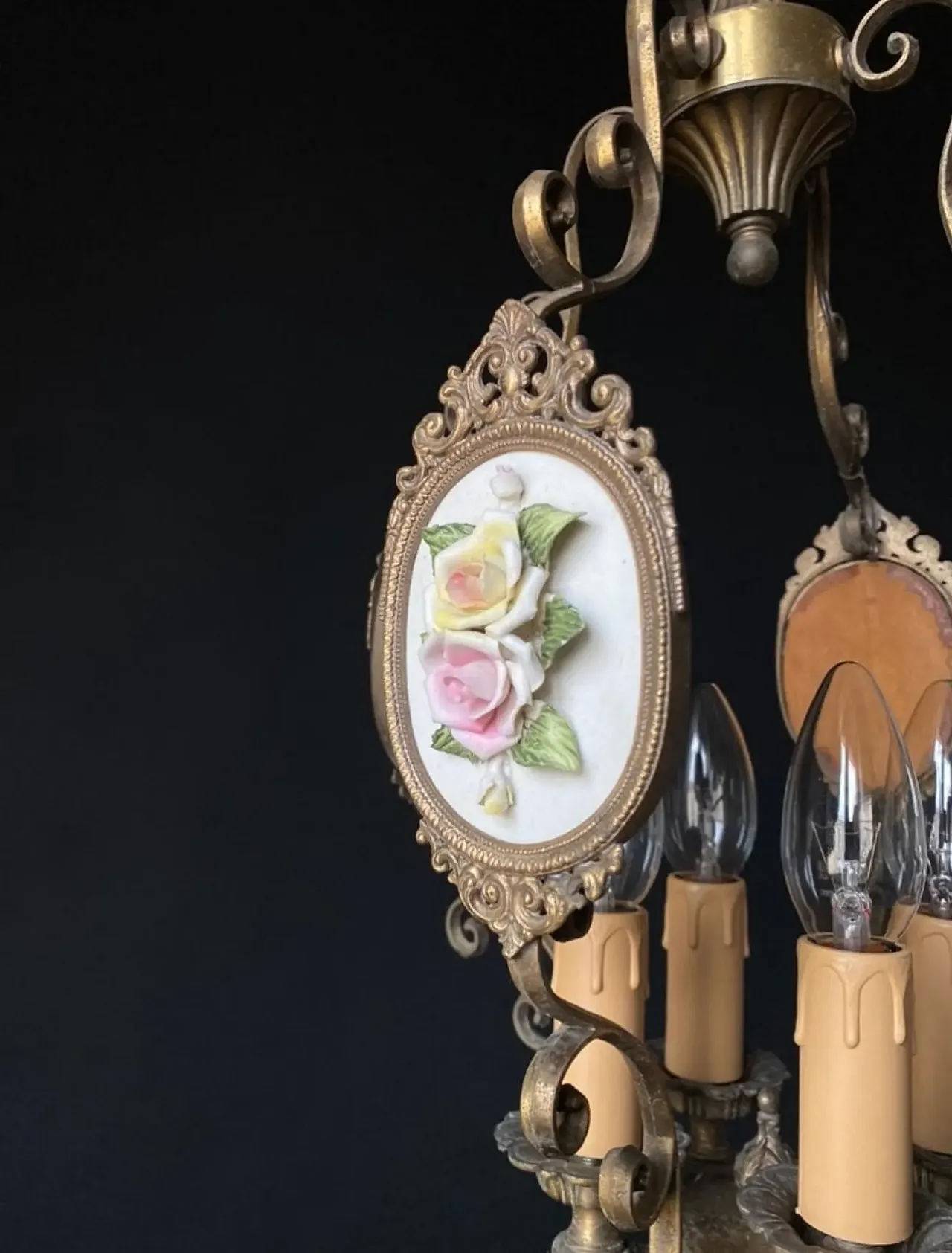 Chandelier in brass and bronze, early 20th century 7