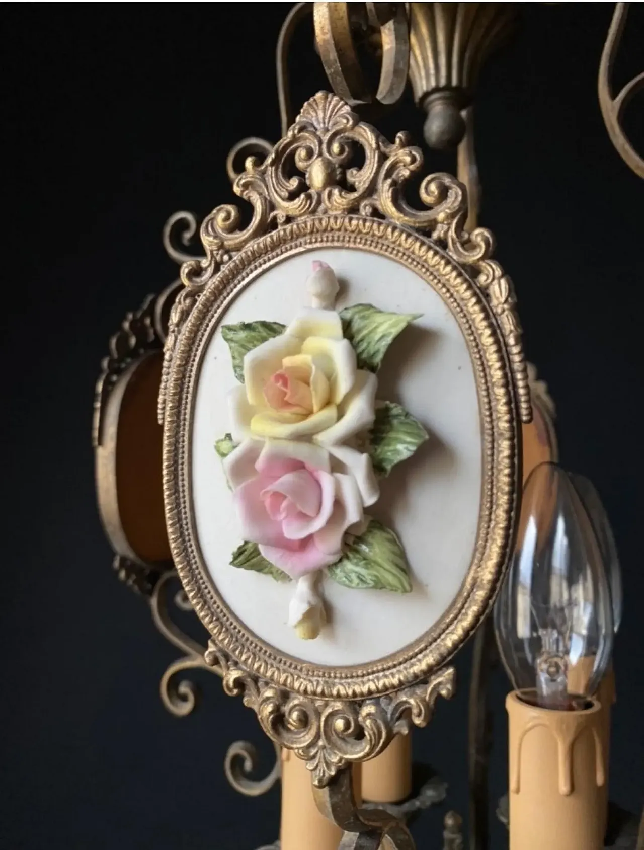 Chandelier in brass and bronze, early 20th century 8