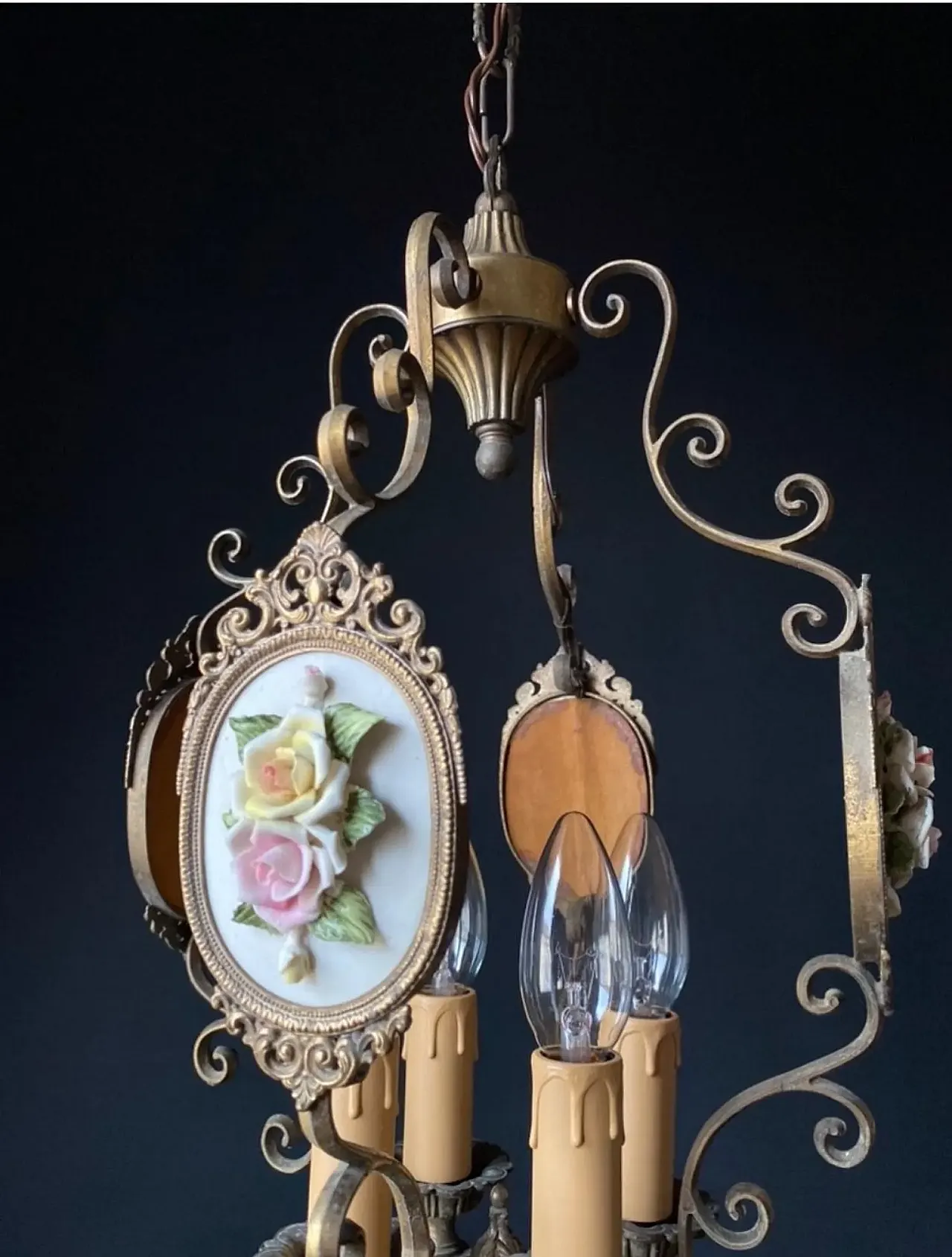 Chandelier in brass and bronze, early 20th century 9