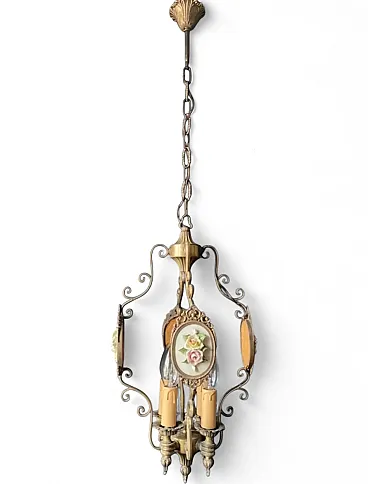 Chandelier in brass and bronze, early 20th century