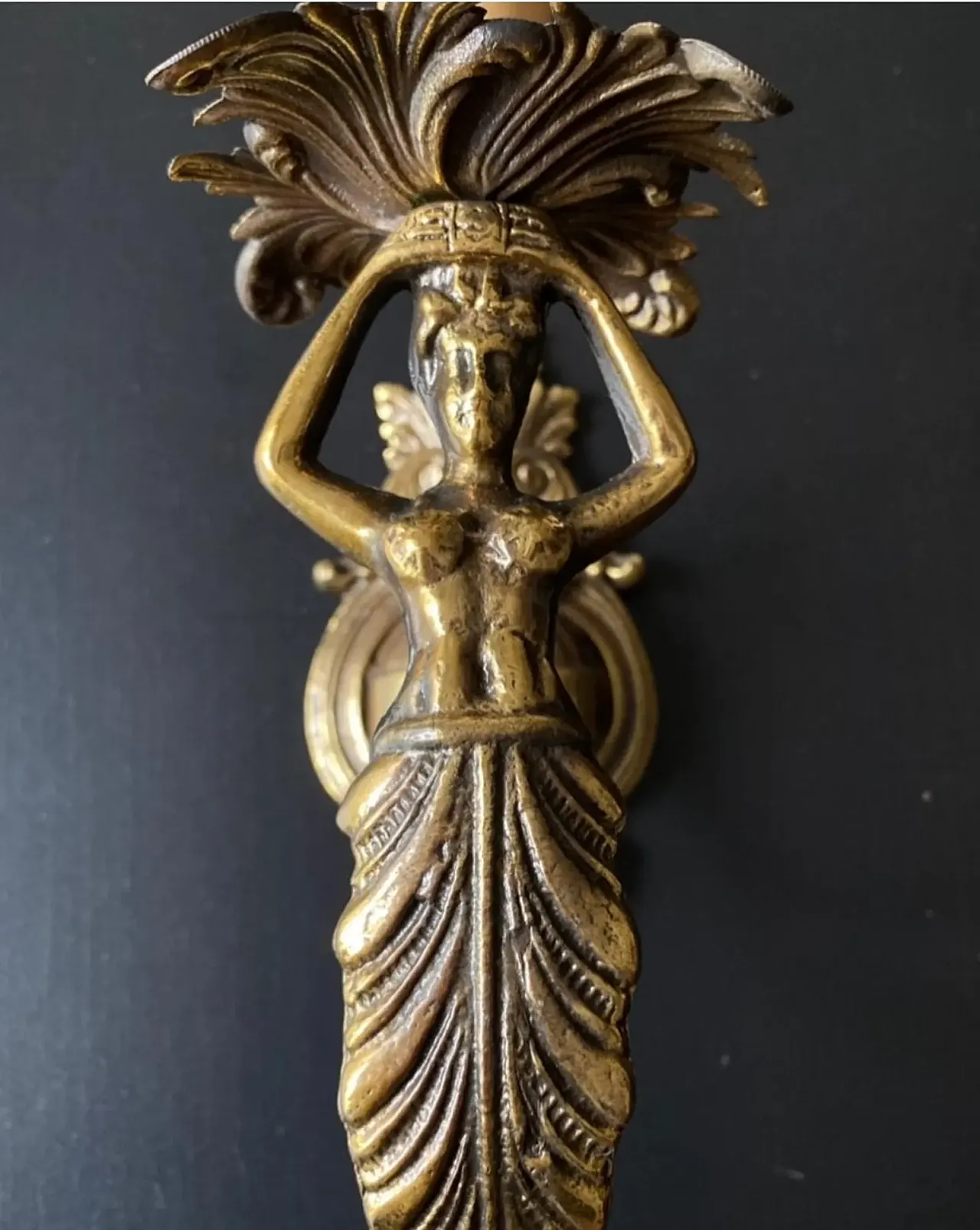 Pair of wall lights in bronze, 20th century 8