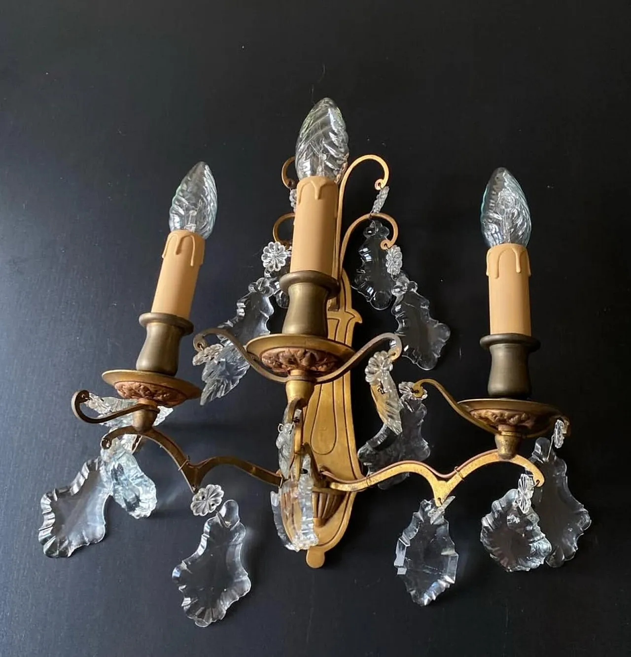 Pair of sconces with pendants, 1950s 3