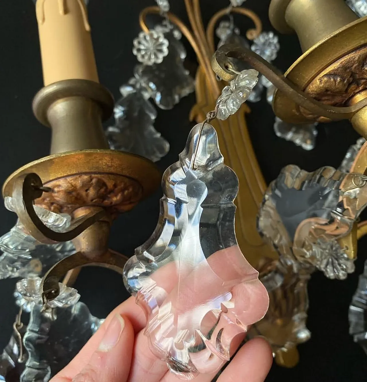 Pair of sconces with pendants, 1950s 4