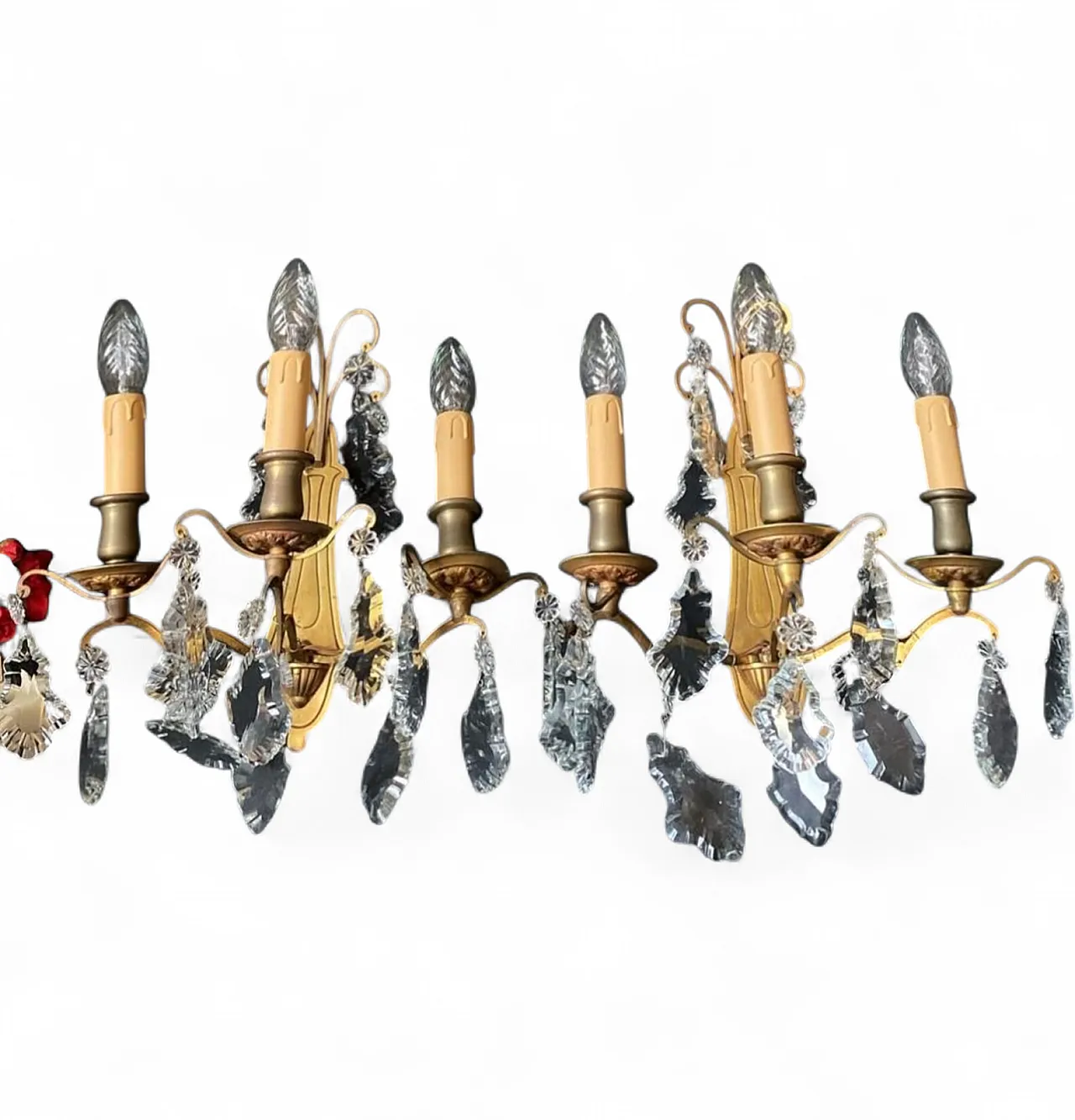 Pair of sconces with pendants, 1950s 6