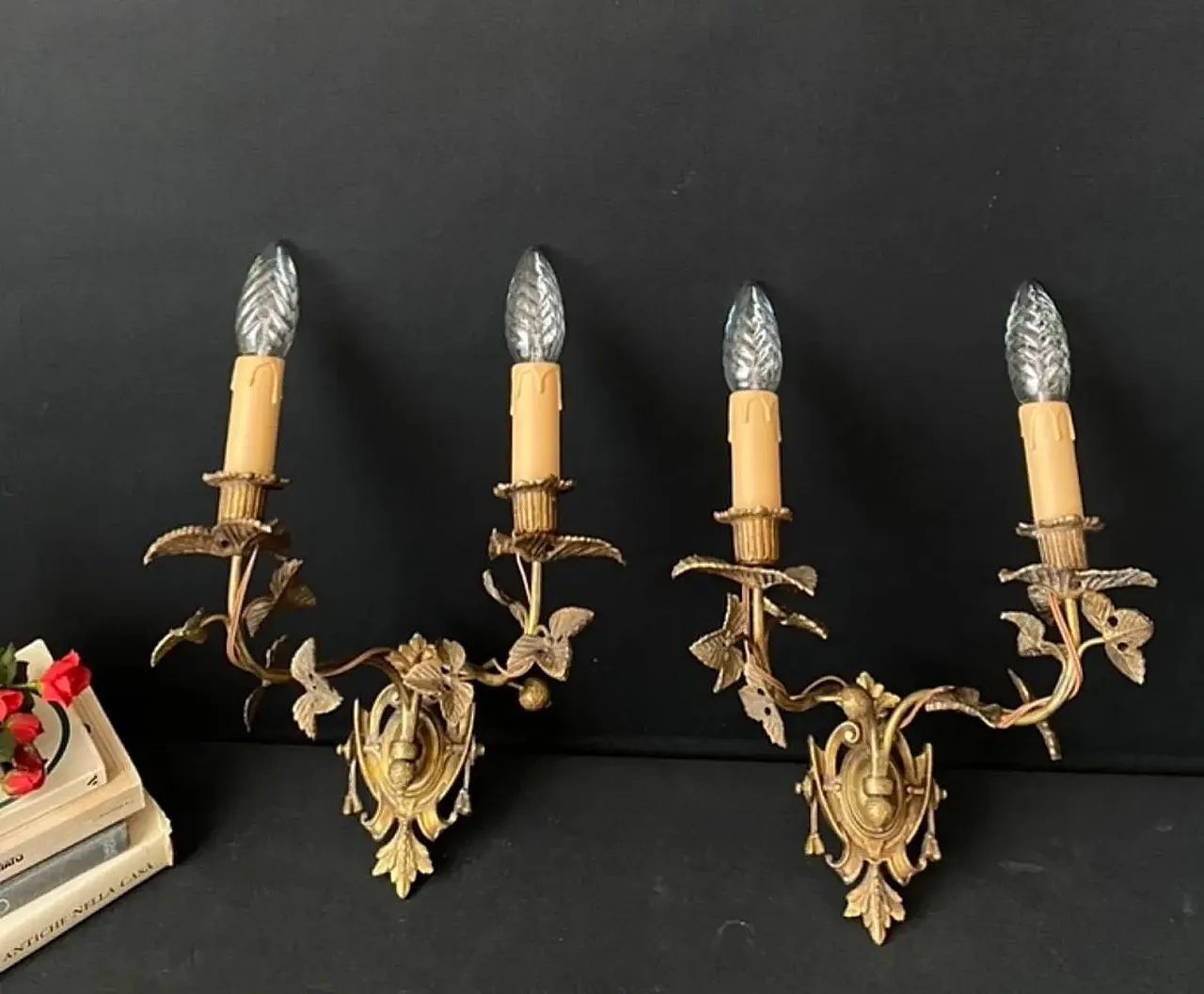 Pair of brass sconces, 1960s 1