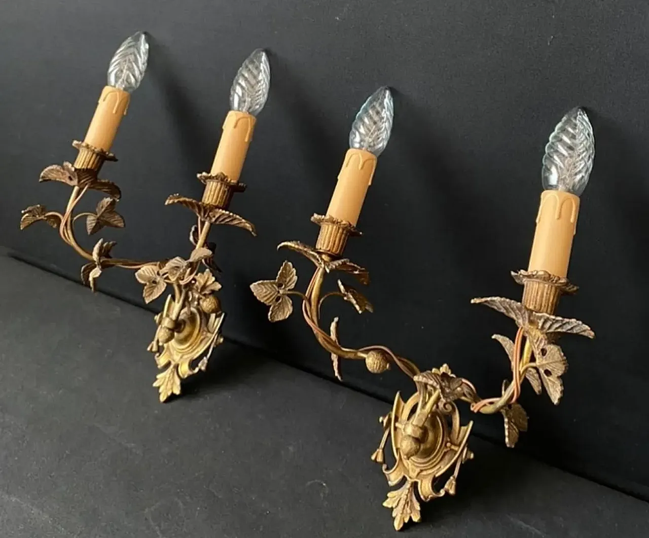 Pair of brass sconces, 1960s 2