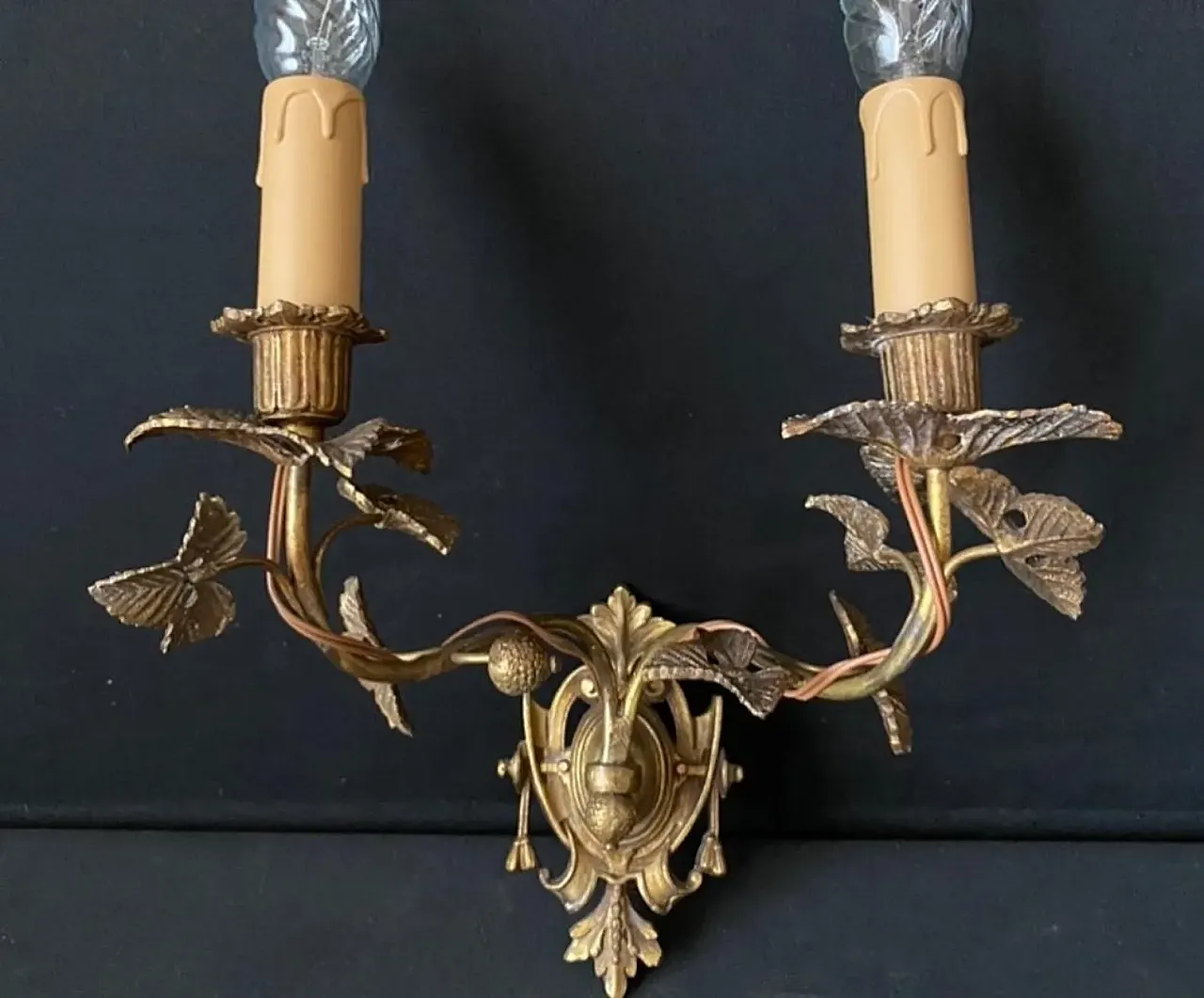 Pair of brass sconces, 1960s 4