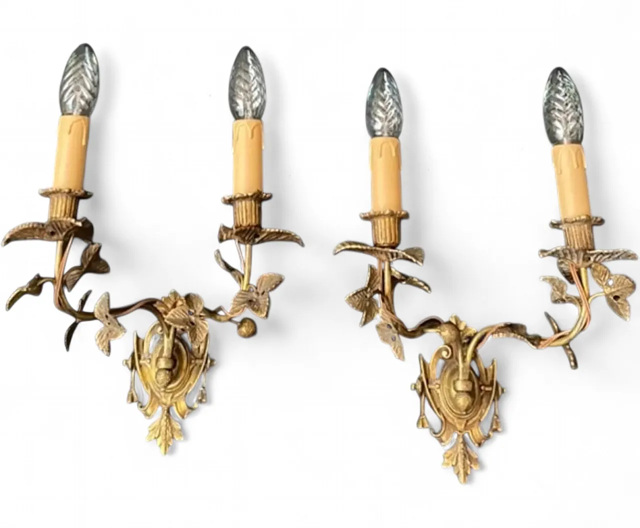 Pair of brass sconces, 1960s 9