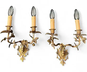 Pair of brass sconces, 1960s