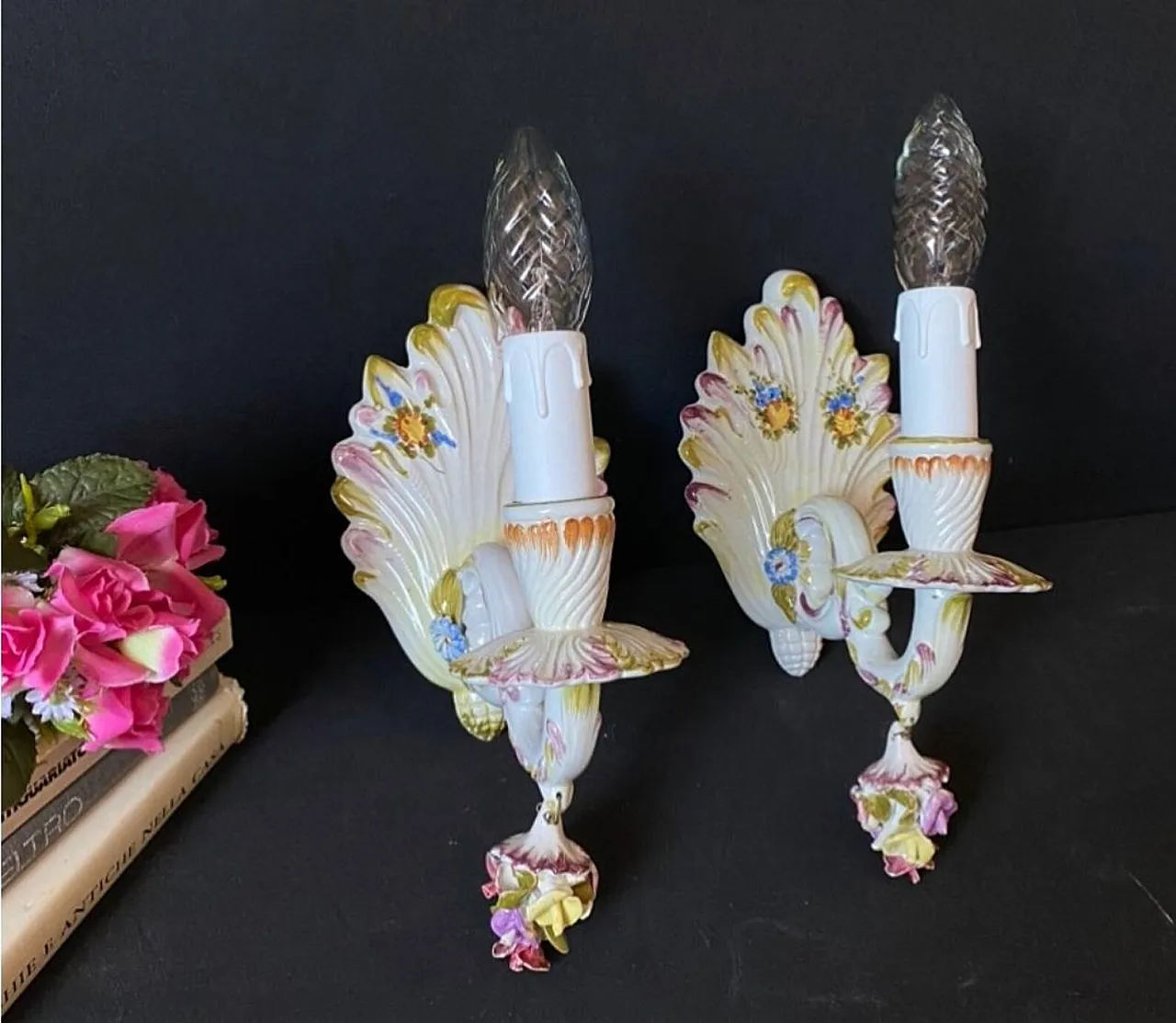 Pair of ceramic sconces, 1960s 1
