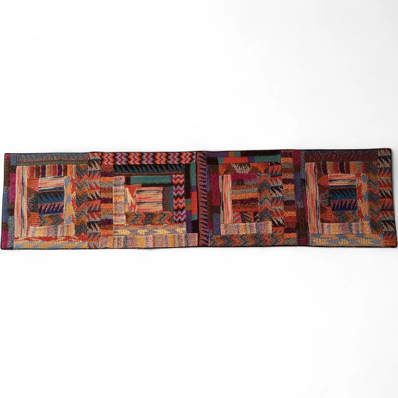 Ottavio Missoni wool tapestry with wooden frame, 1980s 12