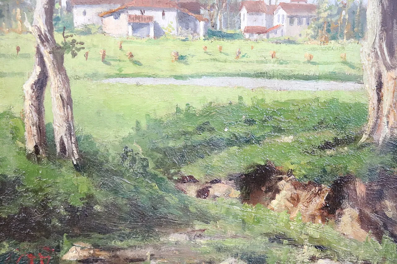 Rural landscapes, oil on panel, early 1900s 4