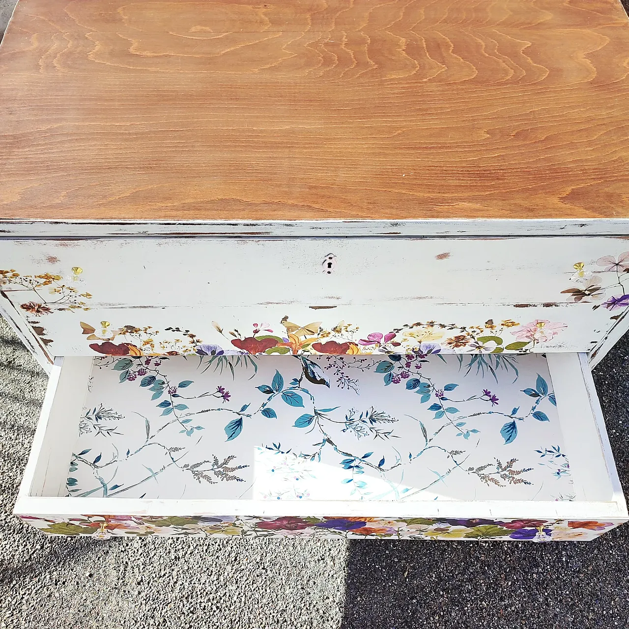 Flowers chest of drawers in shabby style, 20th century 6