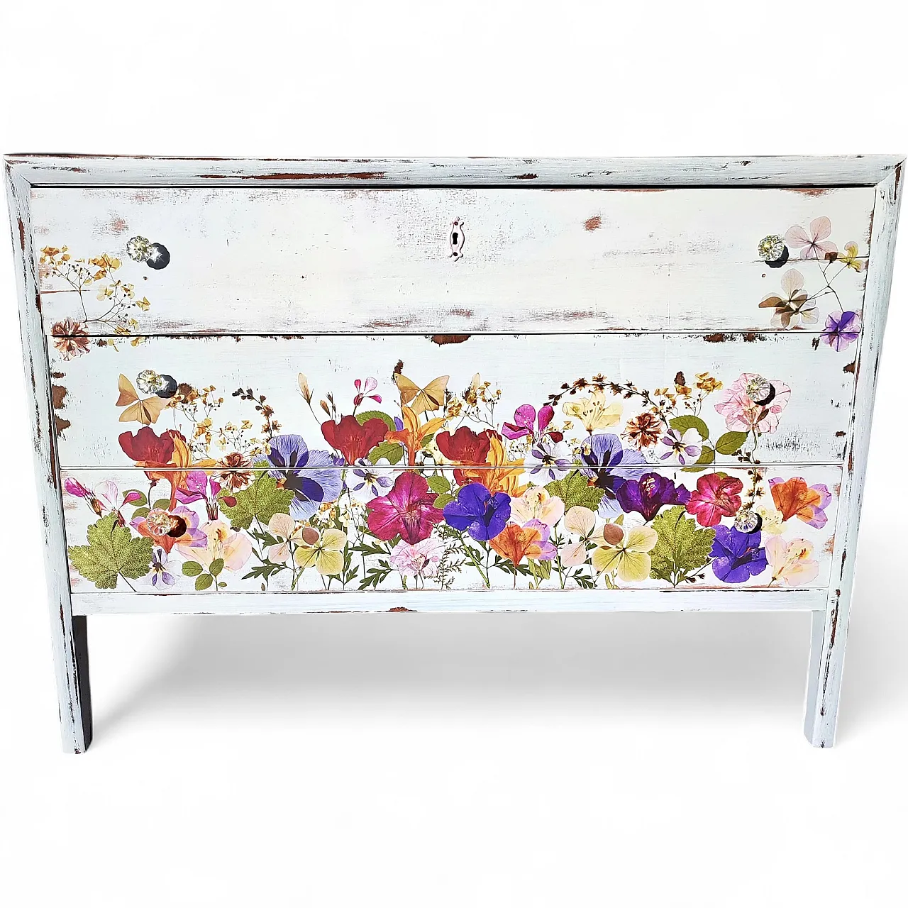 Flowers chest of drawers in shabby style, 20th century 9