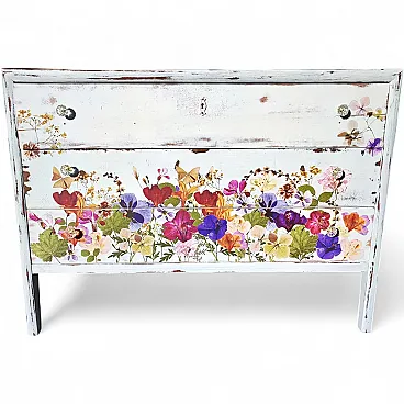 Flowers chest of drawers in shabby style, 20th century