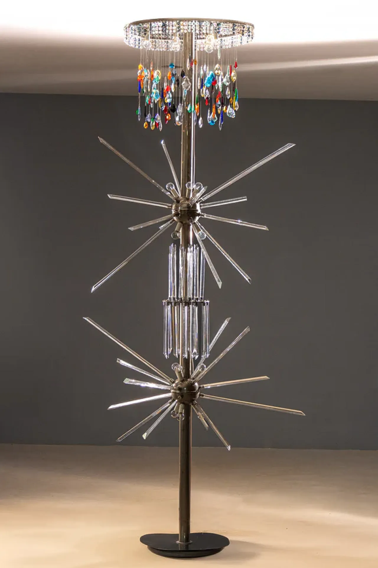 Floor lamp in glass and metal by René Roubíček, 1960s 3