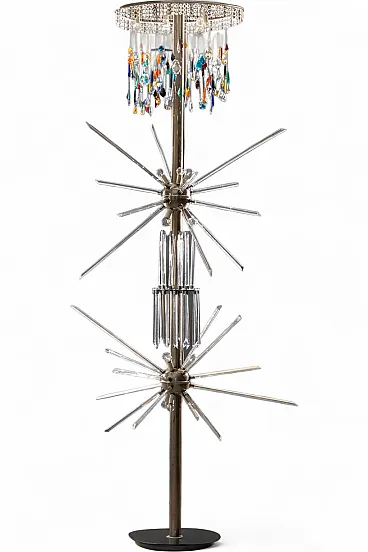 Floor lamp in glass and metal by René Roubíček, 1960s