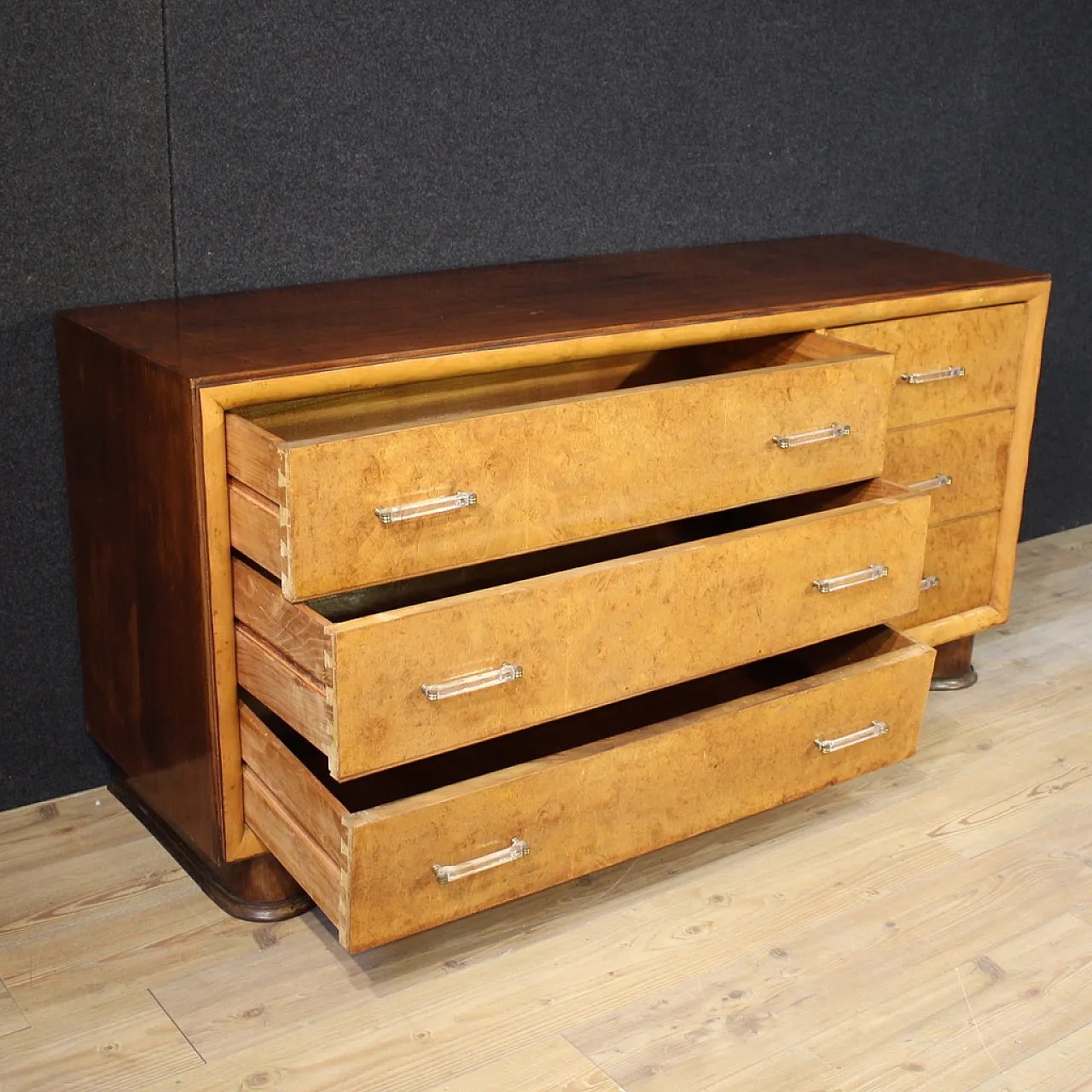 Italian briar wood chest of drawers, 1970s 3