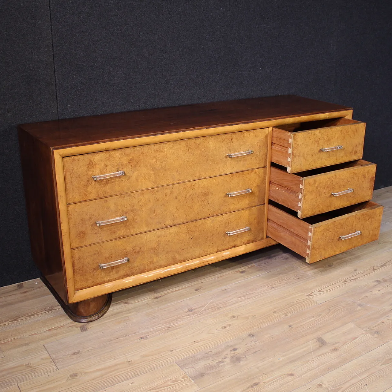 Italian briar wood chest of drawers, 1970s 4