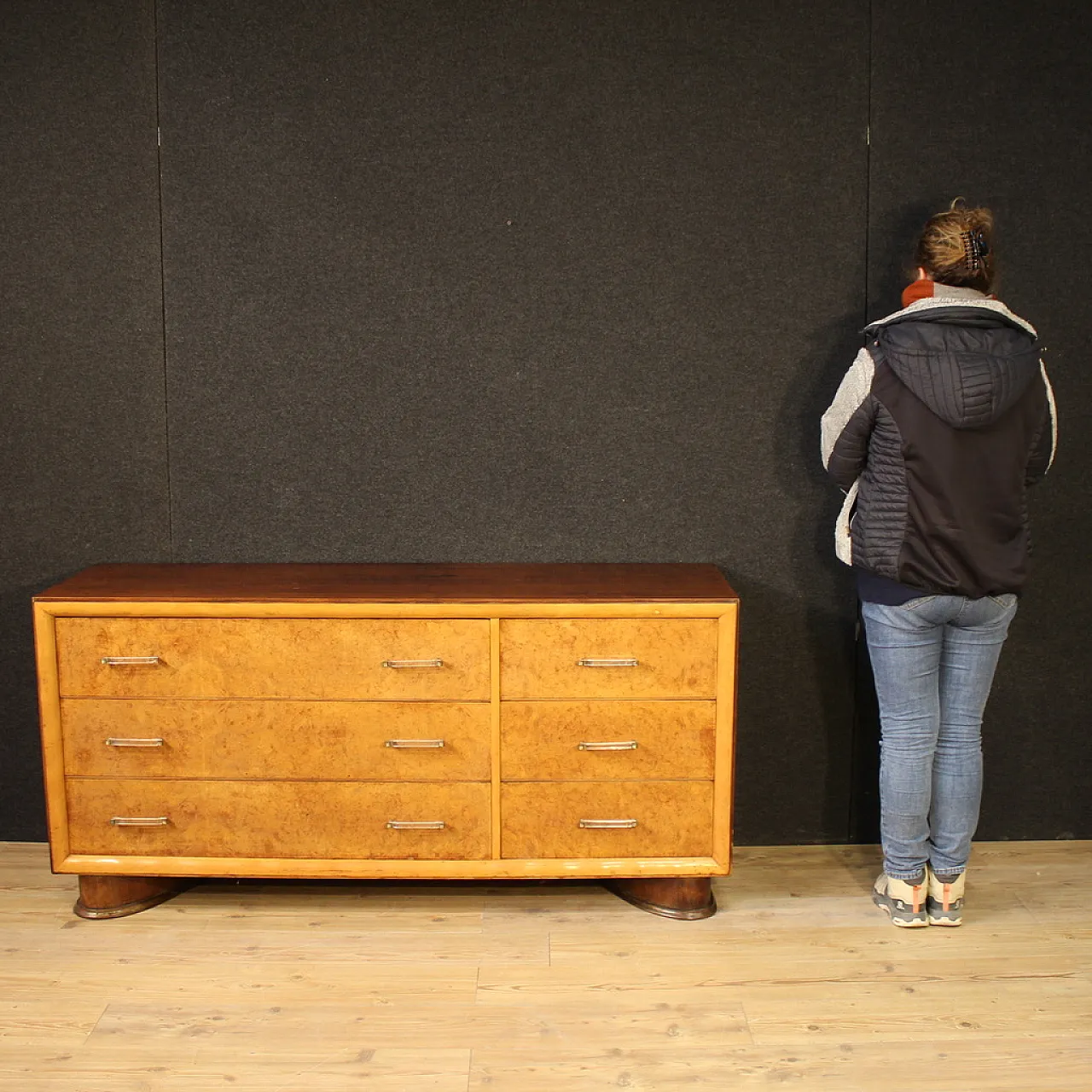 Italian briar wood chest of drawers, 1970s 5