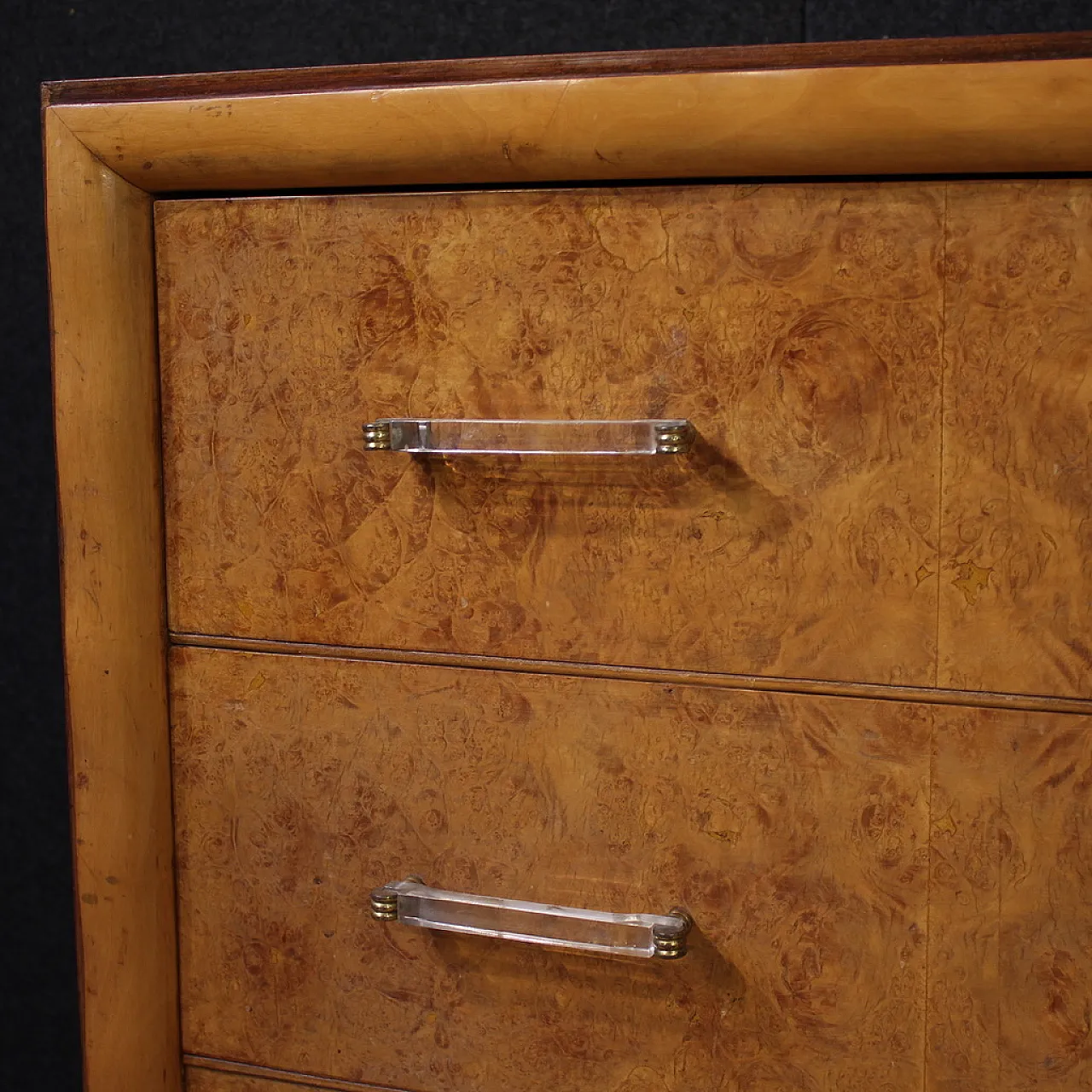 Italian briar wood chest of drawers, 1970s 11
