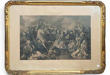 Stampa Napoleone III con cornice finemente intagliata e dorata, '800