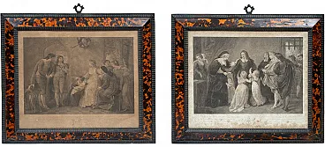 Coppia di litografie Napoleone III con cornici coeve, '800